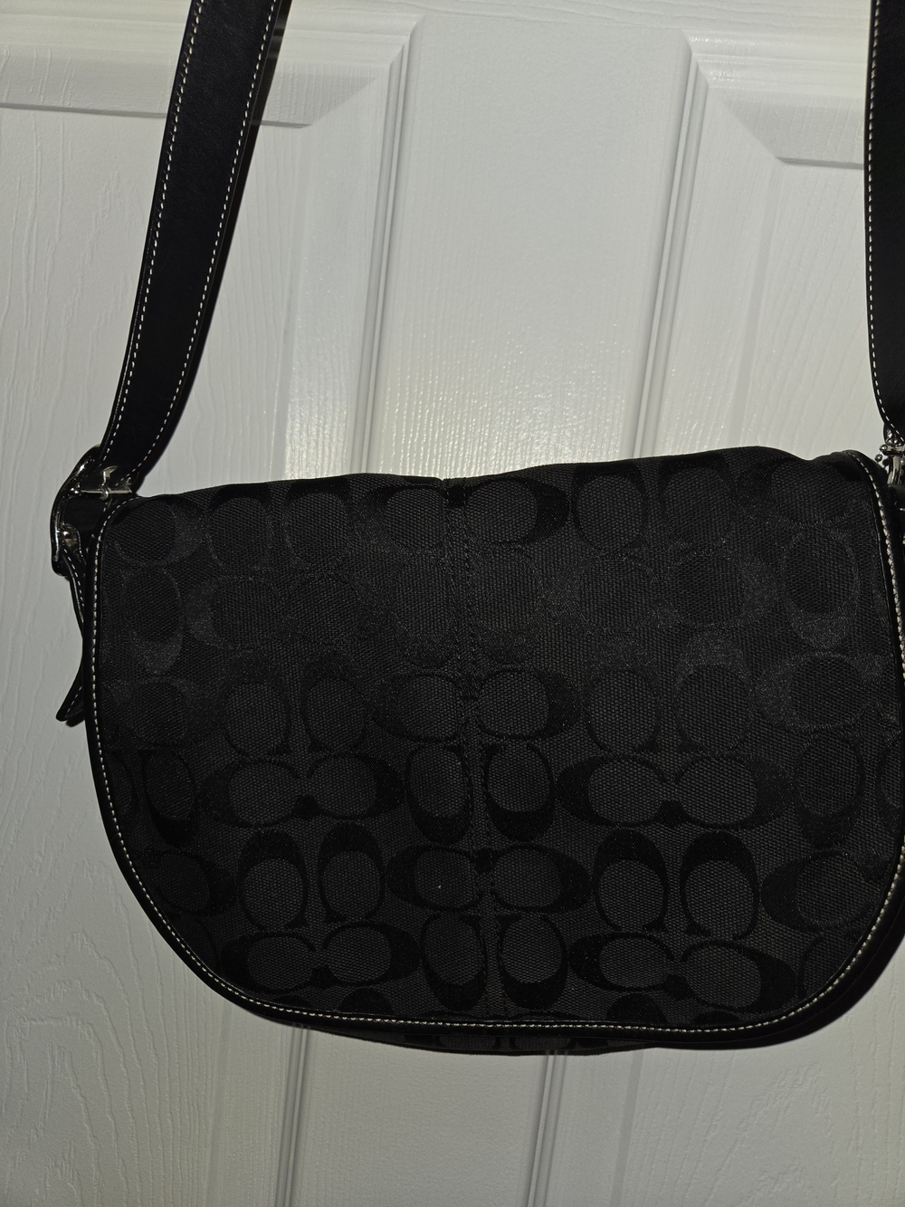 Y2K Vintage Coach Black Signature Jacquard Flap Crossbody